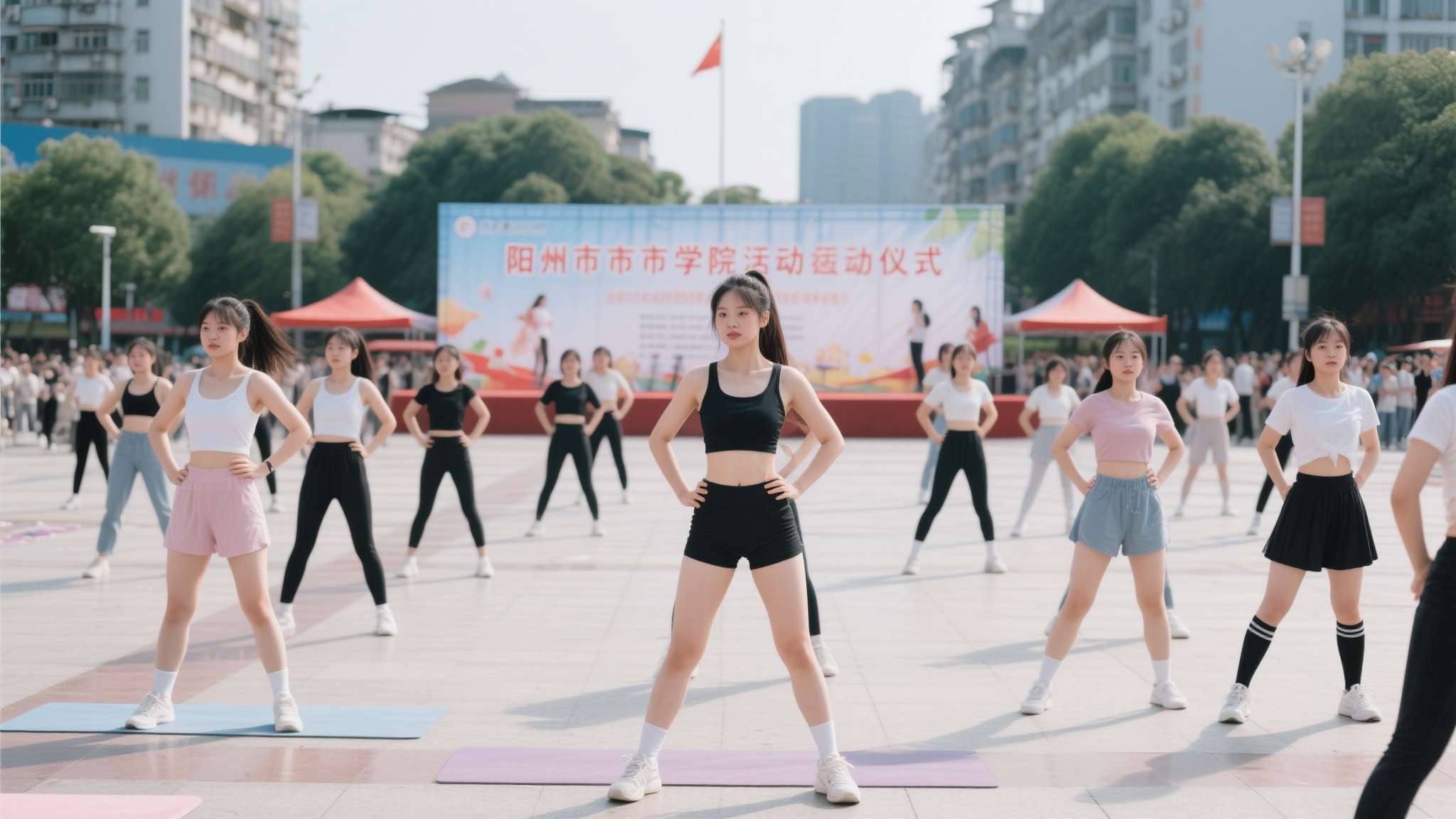 不少永州市区举办广场操练或者业余健身，会发现大量年轻女孩积极参加，而高校社团活跃
